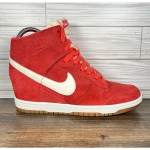 Nike Dunk Sky Hi Women’s Red Hidden Heel Shoes - Women’s Size 7.5
